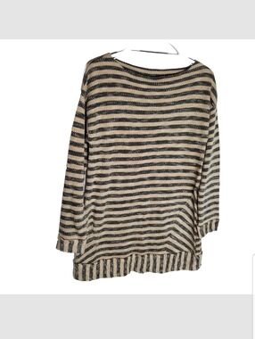 Soft Surroundings Marina Sweater Women's Medium Cream Black Knit Pullover Tunic